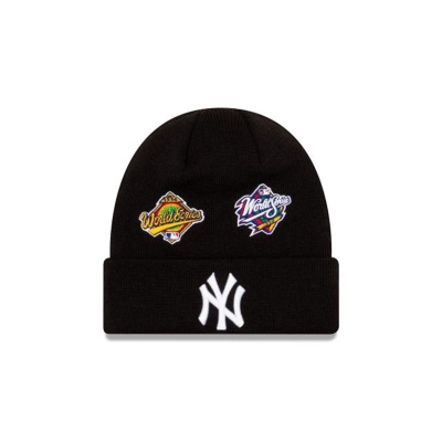 New York Yankees Gorra | New Era MLB World Series Patch Cuff Knit Beanie Mexico - Azules